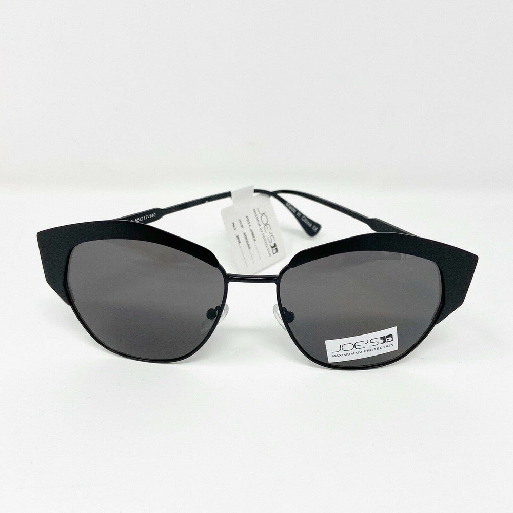 Joes Jeans 55mm Cat Eye Sunglasses 100% UVP Black Satin